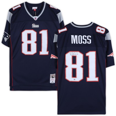 Autographed New England Patriots Randy Moss Fanatics Authentic Mitchell & Ness Blue Replica Jersey