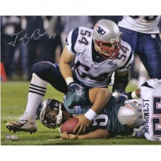Autographed New England Patriots Tedy Bruschi Fanatics Authentic 16 x 20 McNabb Sack Photograph