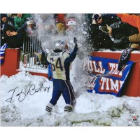 Autographed New England Patriots Tedy Bruschi Fanatics Authentic 16 x 20 Snow Celebration Photograph