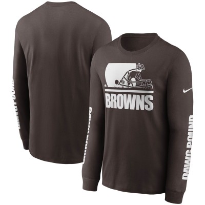 Футболка с длинным рукавом Cleveland Browns Nike Brown Split Local