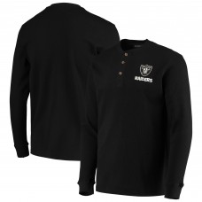 Las Vegas Raiders Dunbrooke Logo Maverick Thermal Henley Long Sleeve T-Shirt - Black