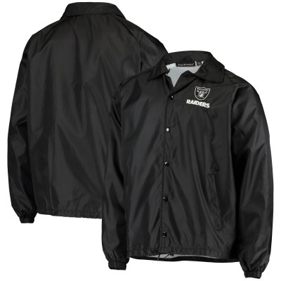 Las Vegas Raiders Black Coaches Classic Raglan Full-Snap Windbreaker Jacket