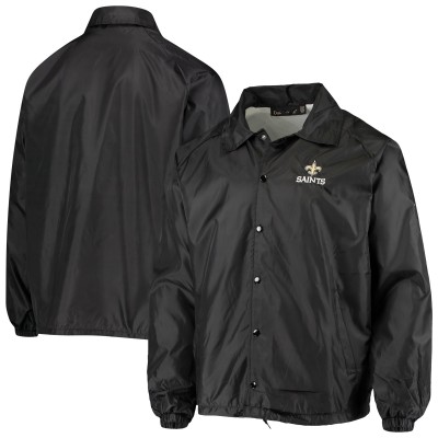 New Orleans Saints Black Coaches Classic Raglan Full-Snap Windbreaker Jacket