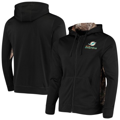 Толстовка на молнии Miami Dolphins Dunbrooke Black/Realtree Camo Decoy Tech Fleece