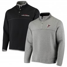 Atlanta Falcons Tommy Bahama Quilt to Last Reversible Tri-Blend Pullover Sweater - Gray/Black
