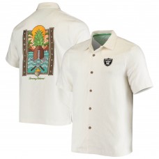 Las Vegas Raiders Tommy Bahama Sport Tropical Tailgate Silk Button-Up Shirt - White