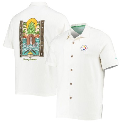 Рубашка с коротким рукавом Pittsburgh Steelers Tommy Bahama Sport Tropical Tailgate Silk - White