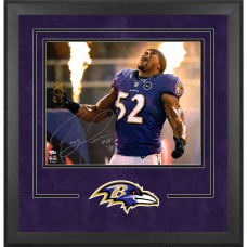 Autographed Baltimore Ravens Ray Lewis Fanatics Authentic Deluxe Framed 16 x 20 Introduction Photograph with HOF 18 Inscription