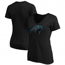 Carolina Panthers Womens Midnight Mascot Logo V-Neck T-Shirt - Black
