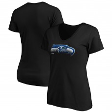  Женская футболка Seattle Seahawks Black Midnight Mascot Logo V-Neck