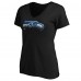  Женская футболка Seattle Seahawks Black Midnight Mascot Logo V-Neck