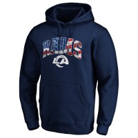 Los Angeles Rams Navy Banner Wave Fitted Pullover Hoodie