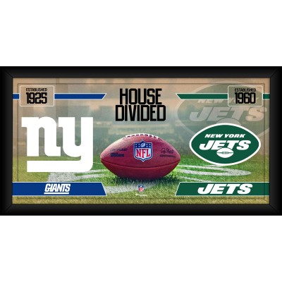 New York Jets vs. New York Giants Fanatics Authentic Framed 10 x 20 House Divided Football Collage