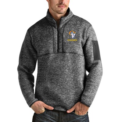 Los Angeles Rams Antigua Fortune Quarter-Zip Pullover Jacket - Heather Charcoal