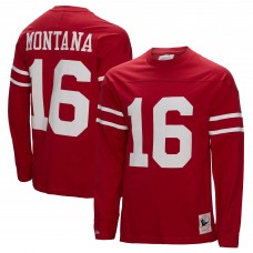 Футболка с длинным рукавом Joe Montana San Francisco 49ers Mitchell & Ness Throwback - Scarlet