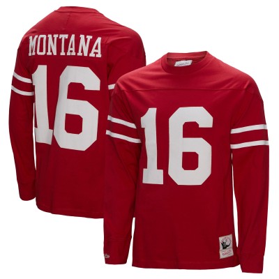 Футболка с длинным рукавом Joe Montana San Francisco 49ers Mitchell & Ness Throwback - Scarlet