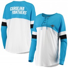 Футболка с длинным рукавом Carolina Panthers New Era Womens Athletic Varsity Lace-Up - Blue/White