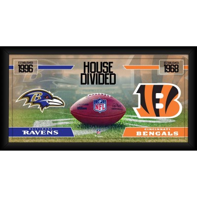 Baltimore Ravens vs. Cincinnati Bengals Fanatics Authentic Framed 10 x 20 House Divided Football Collage