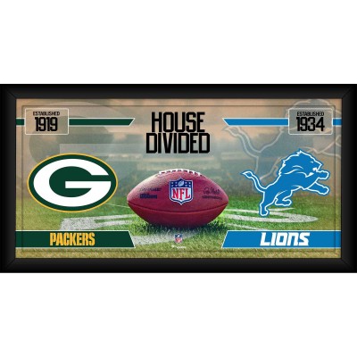 Green Bay Packers vs. Detroit Lions Fanatics Authentic Framed 10 x 20 House Divided Football Collage