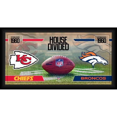 Kansas City Chiefs vs. Denver Broncos Authentic Framed 10 x 20 House Divided Football Collage