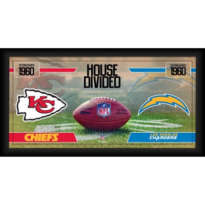 Kansas City Chiefs vs. Los Angeles Chargers Authentic Framed 10 x 20 House Divided Football Collage
