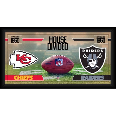 Kansas City Chiefs vs. Las Vegas Raiders Authentic Framed 10 x 20 House Divided Football Collage
