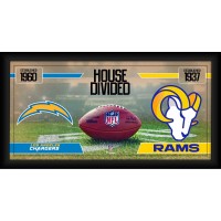 Los Angeles Chargers vs. Los Angeles Rams Fanatics Authentic Framed 10 x 20 House Divided Football Collage