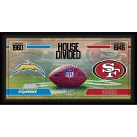 Los Angeles Chargers vs. San Francisco 49ers Fanatics Authentic Framed 10 x 20 House Divided Football Collage