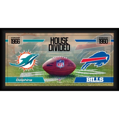 Miami Dolphins vs. Buffalo Bills Fanatics Authentic Framed 10 x 20 House Divided Football Collage