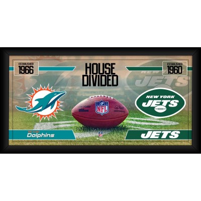 Miami Dolphins vs. New York Jets Fanatics Authentic Framed 10 x 20 House Divided Football Collage