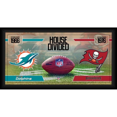 Miami Dolphins vs. Tampa Bay Buccaneers Fanatics Authentic Framed 10 x 20 House Divided Football Collage