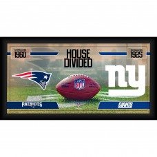 New England Patriots vs. New York Giants Fanatics Authentic Framed 10 x 20 House Divided Football Collage