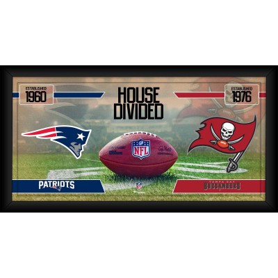 New England Patriots vs. Tampa Bay Buccaneers Fanatics Authentic Framed 10 x 20 House Divided Football Collage