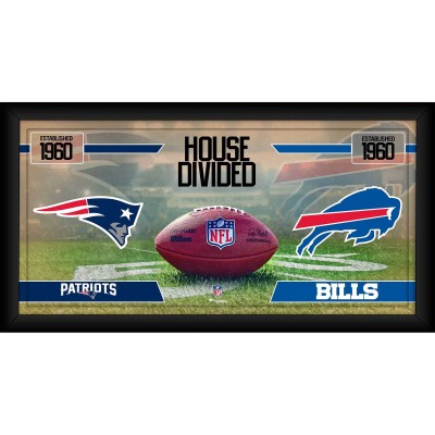 New England Patriots vs. Buffalo Bills Fanatics Authentic Framed 10 x 20 House Divided Football Collage