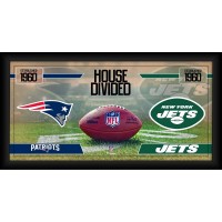 New England Patriots vs. New York Jets Fanatics Authentic Framed 10 x 20 House Divided Football Collage