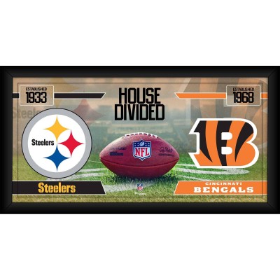 Pittsburgh Steelers vs. Cincinnati Bengals Fanatics Authentic Framed 10 x 20 House Divided Football Collage