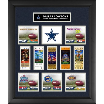 Dallas Cowboys Framed Super Bowl Replica Ticket & Score Collage - Limited Edition of 1000