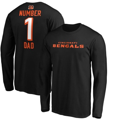 Cincinnati Bengals Black #1 Dad Long Sleeve Team Logo T-Shirt