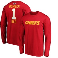 Kansas City Chiefs Red #1 Dad Long Sleeve Team Logo T-Shirt