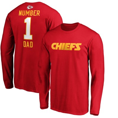 Kansas City Chiefs Red #1 Dad Long Sleeve Team Logo T-Shirt