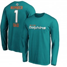 Футболка Miami Dolphins #1 Dad Long Sleeve Team Logo - Aqua