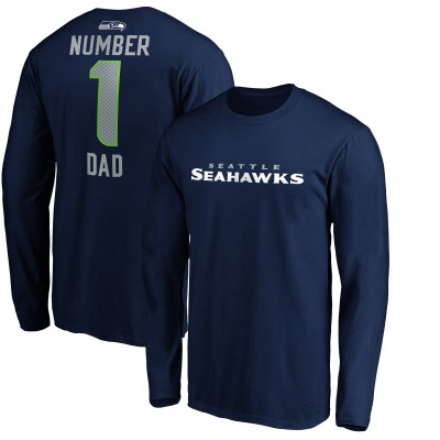 Футболка Seattle Seahawks #1 Dad Long Sleeve Team Logo - College Navy