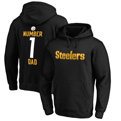 Pittsburgh Steelers Black #1 Dad Pullover Hoodie