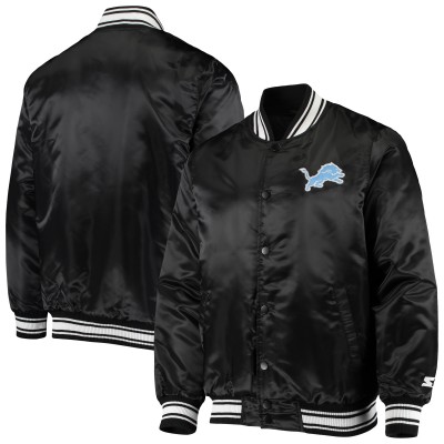 Куртка на кнопках Detroit Lions Starter Black Locker Room Satin Varsity