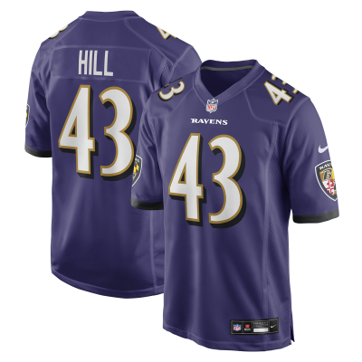 Джерси Baltimore Ravens Justice Hill Nike Purple Game