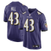 Джерси Baltimore Ravens Justice Hill Nike Purple Game