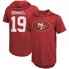Футболка с капюшоном Deebo Samuel San Francisco 49ers Majestic Threads Player Name & Number Tri-Blend Slim Fit - Scarlet