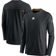 Футболка с V-образным вырезом Pittsburgh Steelers Nike Sideline Coaches Performance Long Sleeve - Black