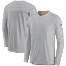 Футболка с V-образным вырезом Pittsburgh Steelers Nike Sideline Coaches Performance Long Sleeve - Gray