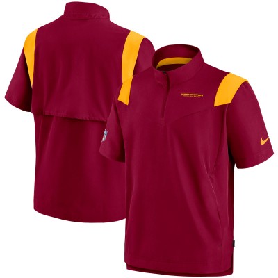 Кофта на короткой молнии Washington Football Team Nike Sideline Coaches Short Sleeve - Burgundy